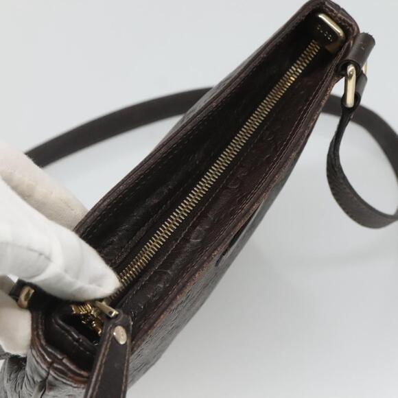 GUCCI GG Canvas Guccissima Bag Leather Dark Brown Gold - Picture 6 of 16